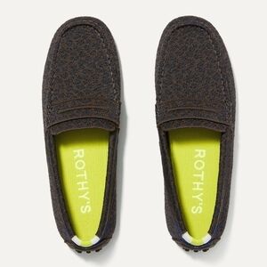 Rothy’s The Driver Loafer Leopard Animal Print Yellow Stripe Size 8.5 Women